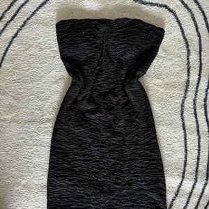 black and silver sparkly bodycon strapless dress